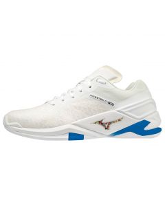 Mizuno Wave Stealth Neo Hommes Blanc Ultra/Bleu Spellbo/Bleu Pâle