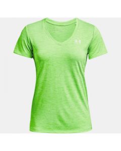 Under Armour T-Shirt mit V-Ausschnitt UA Twist Tech Damen Hyper Green