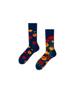 Many Mornings Flower power navy Crew-Socken