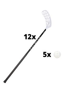 Salming Set Flow Biopower Rush 29 schwarz 103cm (9l/3r) + 5 Bälle