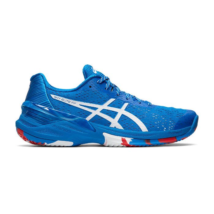 Stockschlag dein Unihockey Shop Asics Sky Elite FF Lady blau weiss rot