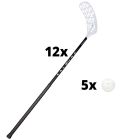 Salming Set Flow Biopower Rush 29 schwarz 103cm (9l/3r) + 5 Bälle